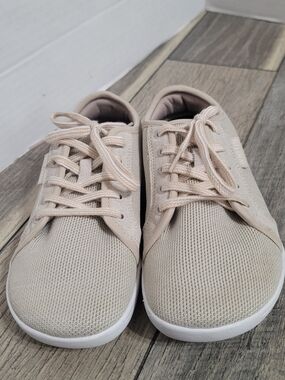 WHITIN Women's Minimalist Barefoot Sneakers Light Beige Knit Grounding Shoe Sz36